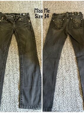 Miss Me Women's Gray Boot Cut Jeans with Embellished Back Pockets